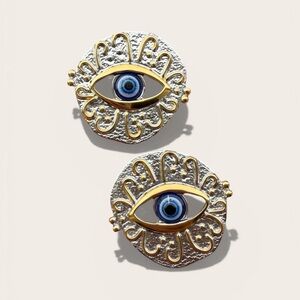 Evil Eye Gold and Silver Earrings